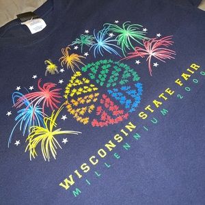 Vintage 2000 Wisconsin State Fair Millennium T shirt Navy Color